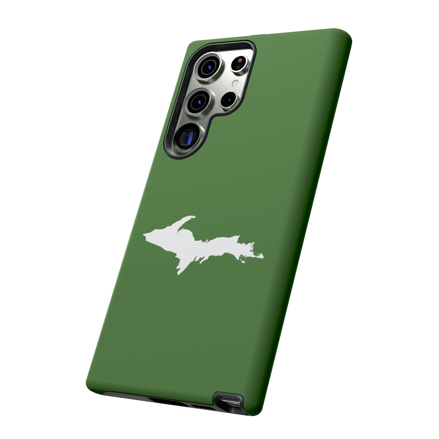 Michigan Upper Peninsula Tough Phone Case (Pine Green w/ UP Outline) | Samsung & Pixel Android