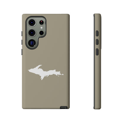 Michigan Upper Peninsula Tough Phone Case (Petoskey Stone Beige w/ UP Outline) | Samsung & Pixel Android