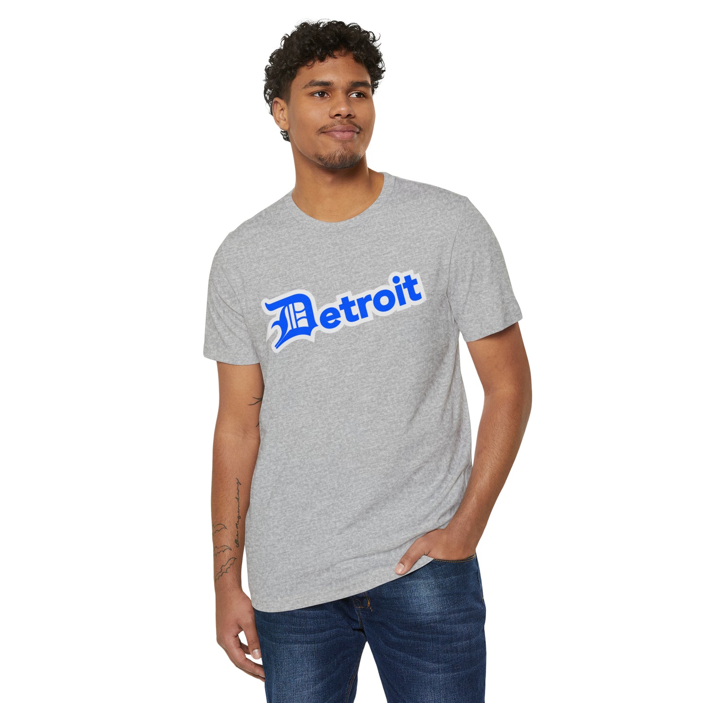 Detroit' T-Shirt (Motor Town Blue Old English 'D') | Unisex Recycled Organic