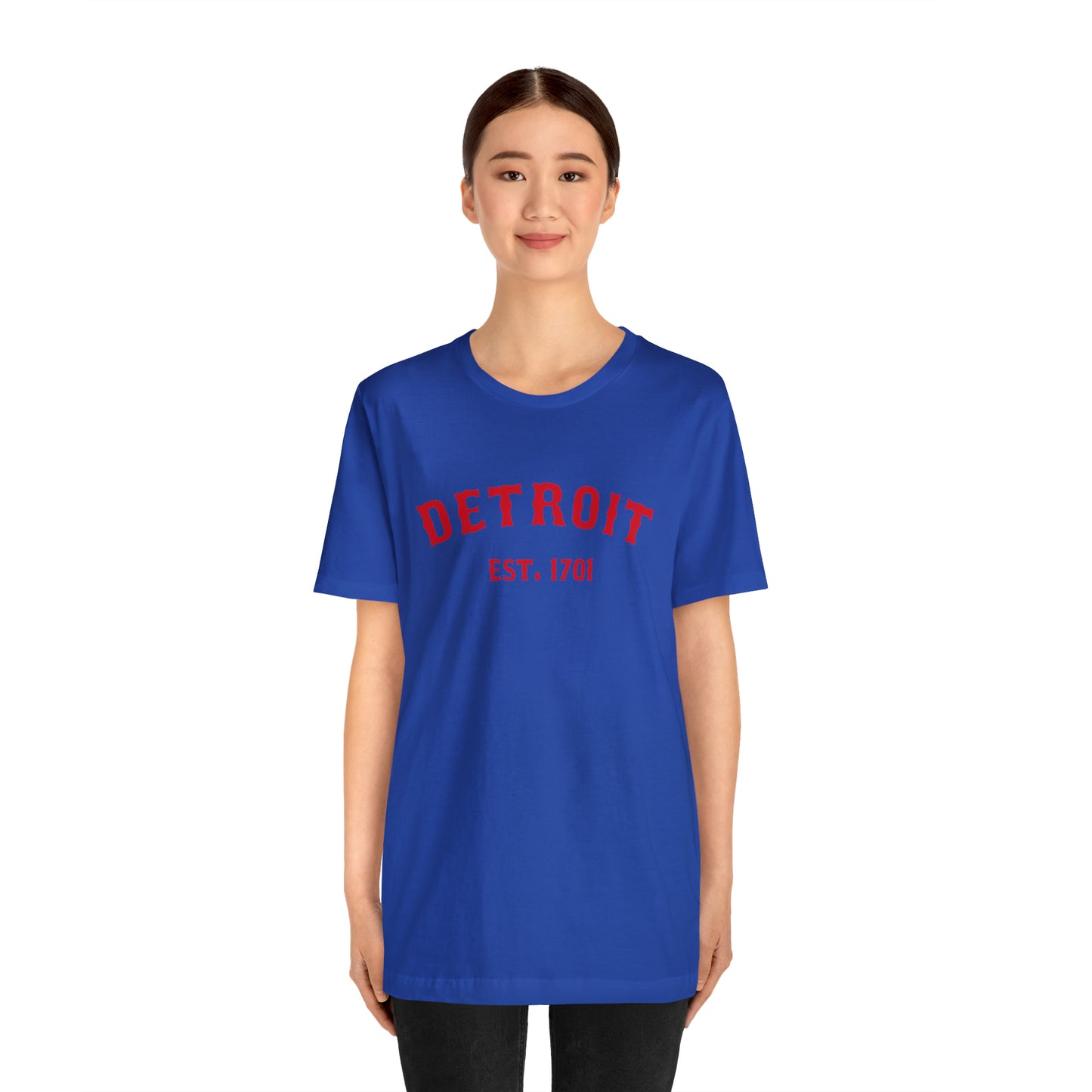 'Detroit EST. 1701' T-Shirt (Aliform Red Ballpark Font) | Unisex Standard