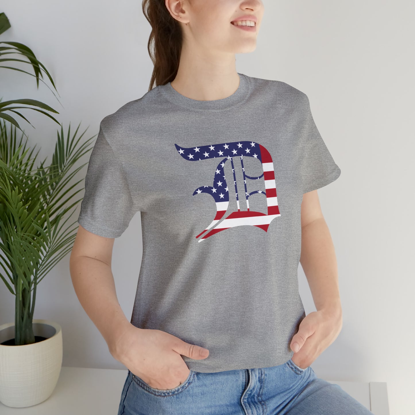 Detroit 'Old English D' T-Shirt (Patriotic Edition) | Unisex Standard