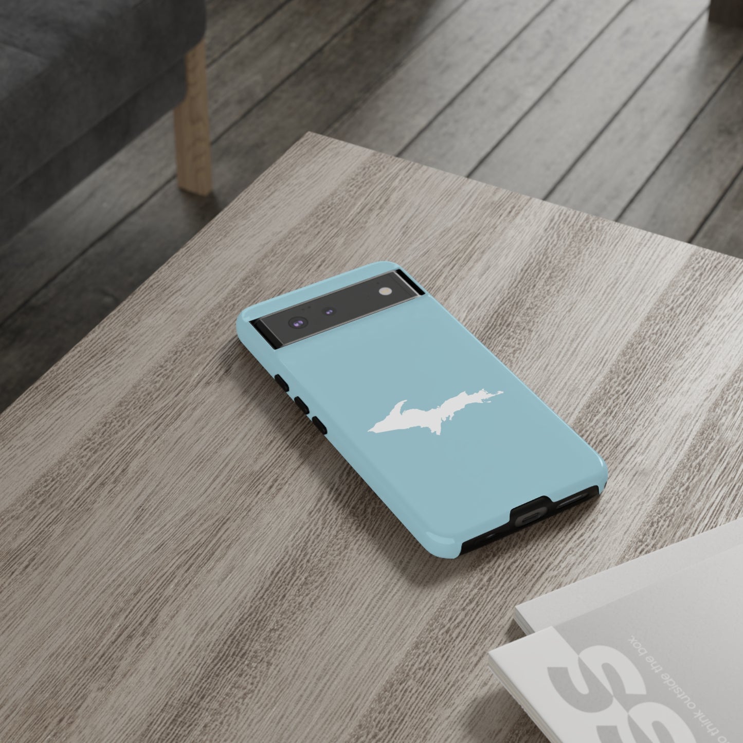 Michigan Upper Peninsula Tough Phone Case ('58 Caddie Blue w/ UP Outline) | Samsung & Pixel Android