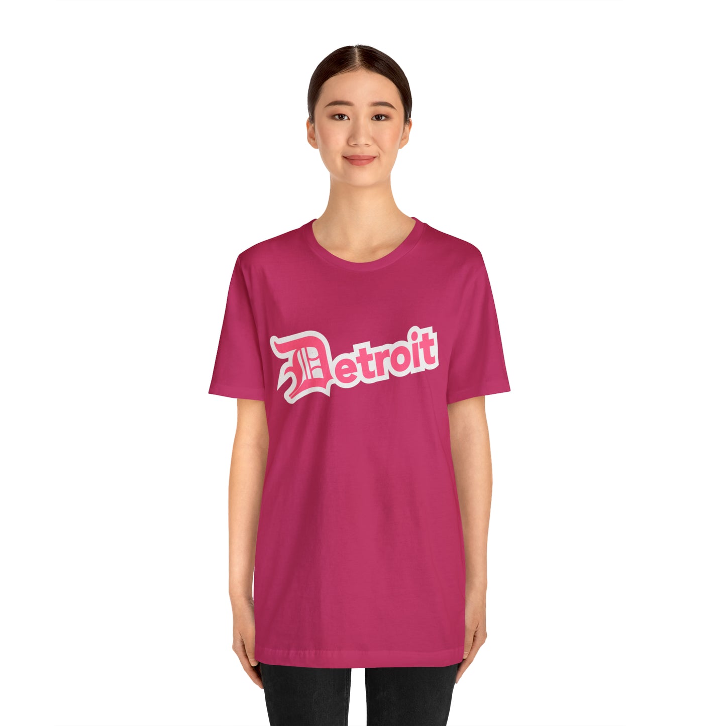 'Detroit' T-Shirt (Rhodochrosite Pink w/ Old English 'D') | Unisex Standard