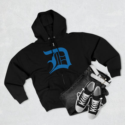 Detroit 'Old English D' Hoodie (Full-Body Azure) | Unisex Full Zip