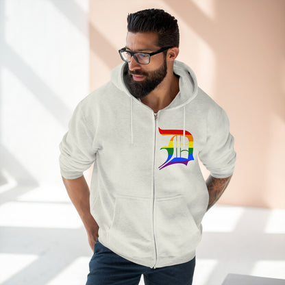 Detroit 'Old English D' Hoodie (Rainbow Pride Edition) | Unisex Full Zip