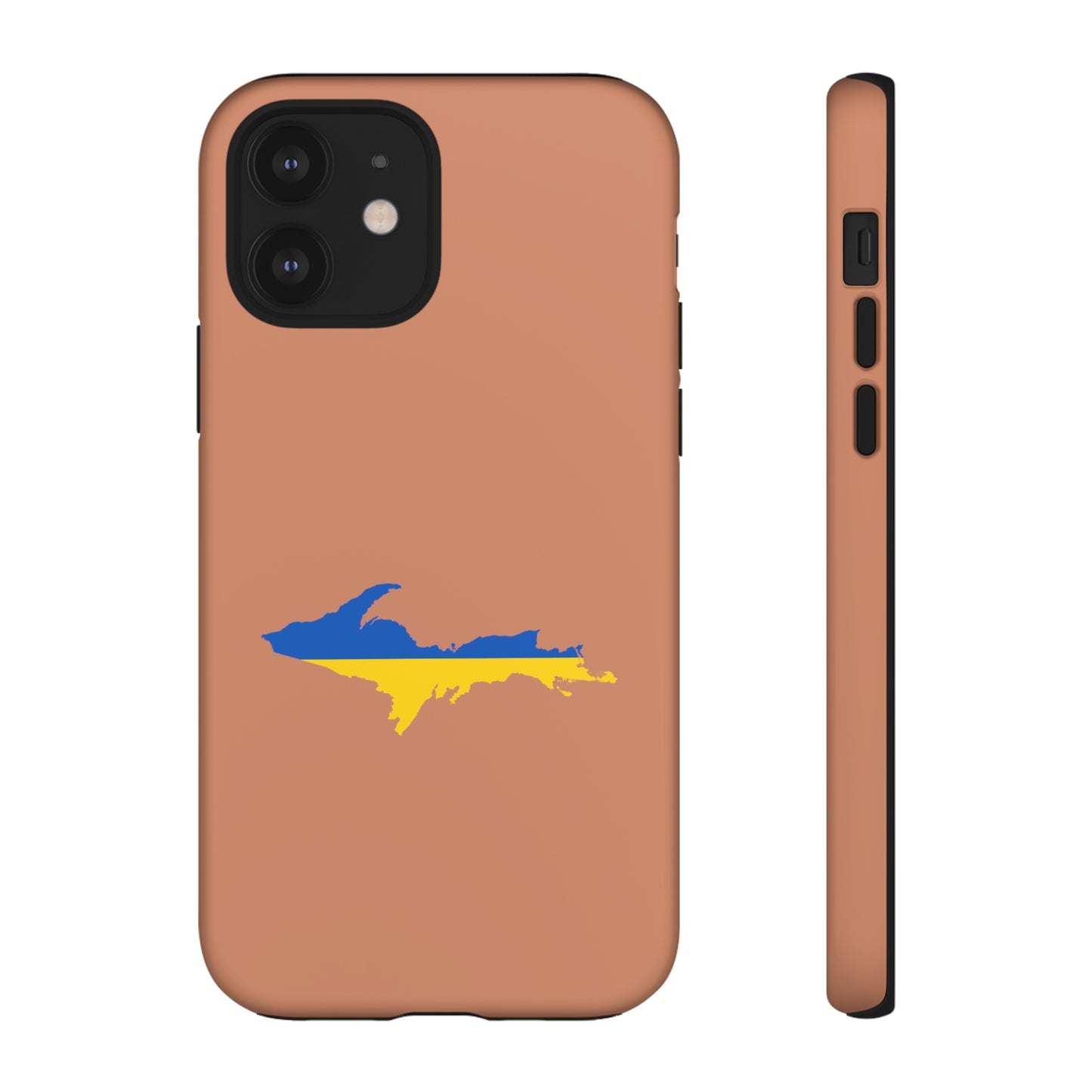 Michigan Upper Peninsula Tough Phone Case (Copper Color w/ UP Ukraine Flag Outline) | Apple iPhone