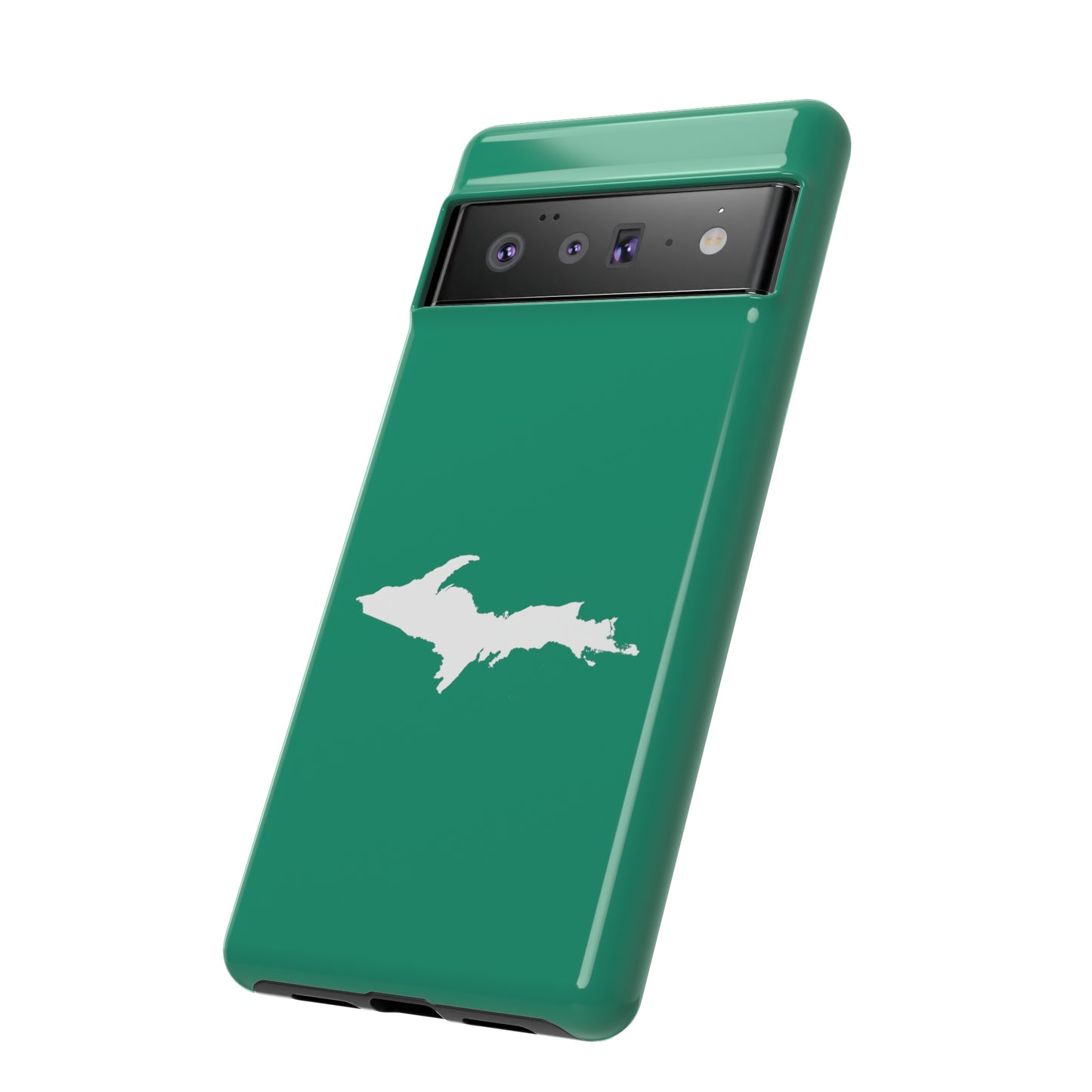 Michigan Upper Peninsula Tough Phone Case (Emerald Green w/ UP Outline) | Samsung & Pixel Android