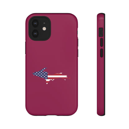 Michigan Upper Peninsula Tough Phone Case (Ruby Red w/ UP USA Flag Outline) | Apple iPhone