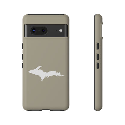 Michigan Upper Peninsula Tough Phone Case (Petoskey Stone Beige w/ UP Outline) | Samsung & Pixel Android