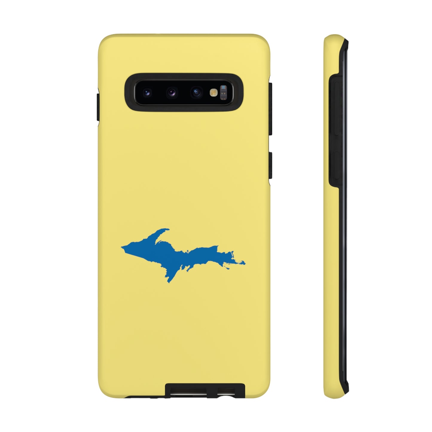 Michigan Upper Peninsula Tough Phone Case (Yellow Cherry w/ Azure UP Outline) | Samsung & Pixel Android