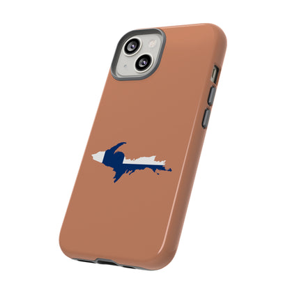 Michigan Upper Peninsula Tough Phone Case (Copper Color w/ UP Finland Flag Outline) | Apple iPhone