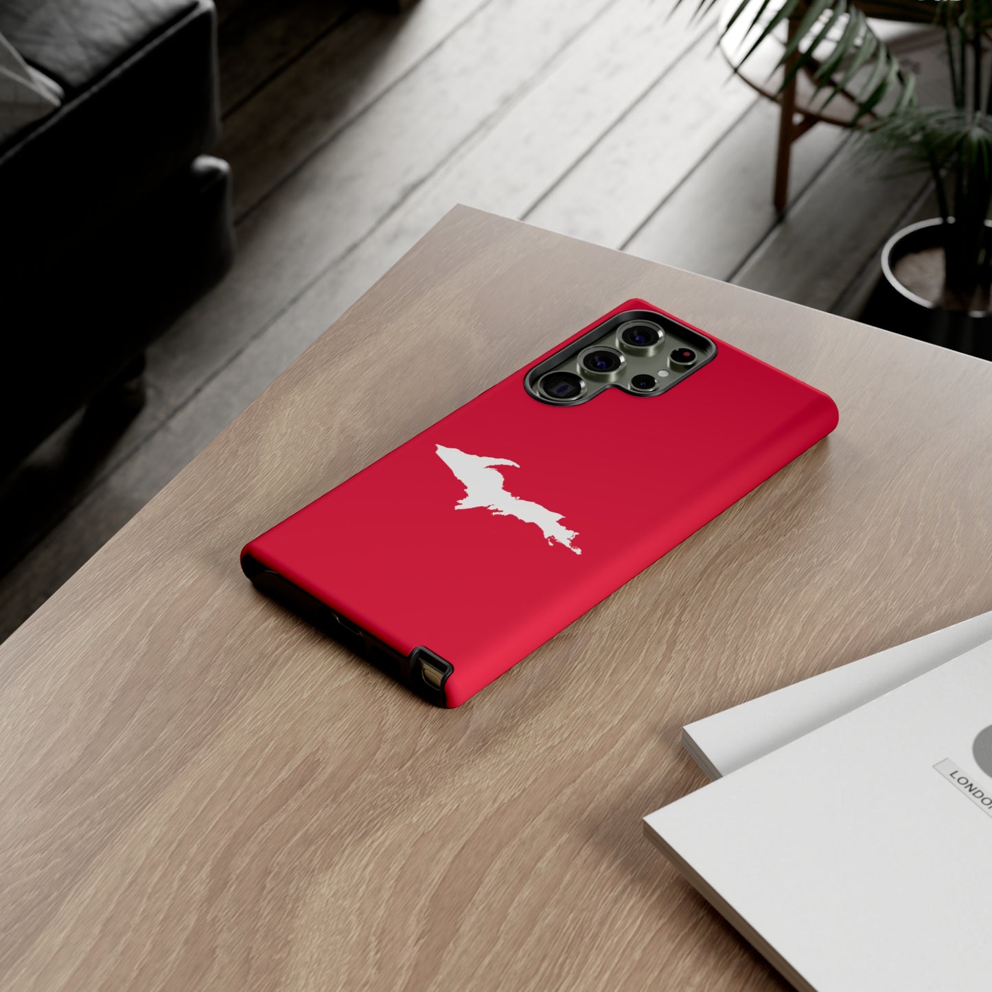 Michigan Upper Peninsula Tough Phone Case (Lighthouse Red w/ UP Outline) | Samsung & Pixel Android