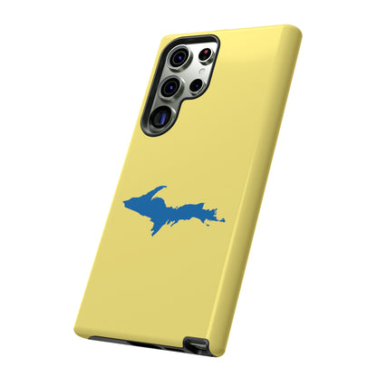 Michigan Upper Peninsula Tough Phone Case (Yellow Cherry w/ Azure UP Outline) | Samsung & Pixel Android