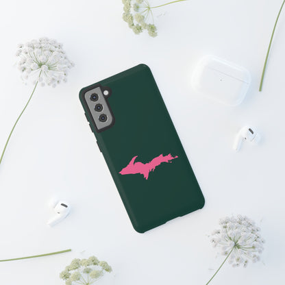 Michigan Upper Peninsula Tough Phone Case (Green w/ Pink UP Outline) | Samsung & Pixel Android