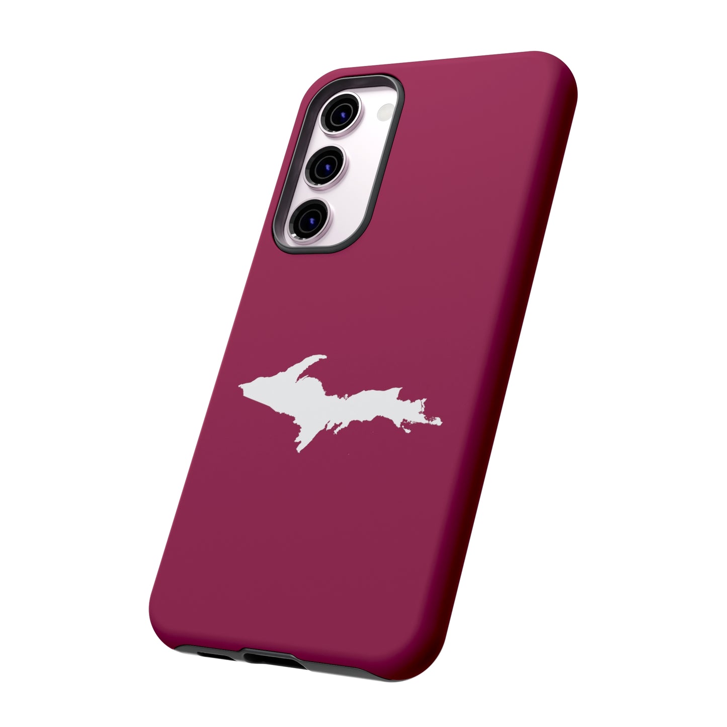 Michigan Upper Peninsula Tough Phone Case (Ruby Red w/ UP Outline) | Samsung & Pixel Android