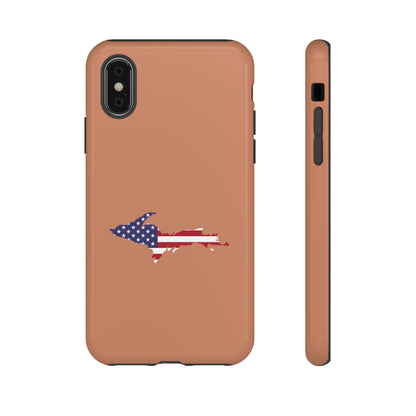 Michigan Upper Peninsula Tough Phone Case (Copper Color w/ UP USA Flag Outline) | Apple iPhone