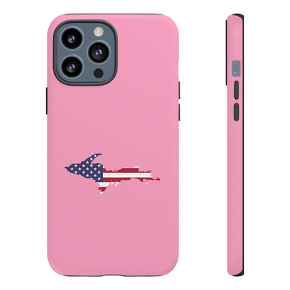 Michigan Upper Peninsula Tough Phone Case ('67 Caddie Pink w/ UP USA Flag Outline) | Apple iPhone