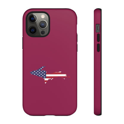 Michigan Upper Peninsula Tough Phone Case (Ruby Red w/ UP USA Flag Outline) | Apple iPhone