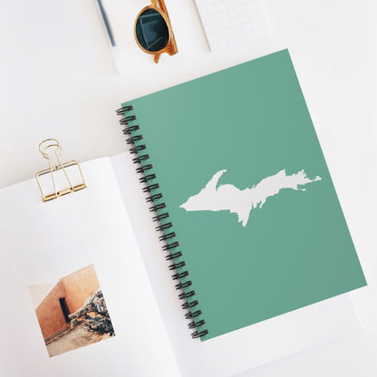 Michigan Upper Peninsula Spiral Notebook (w/ UP Outline) | Metallic Mint Green