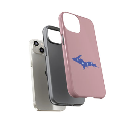 Michigan Upper Peninsula Tough Phone Case (Cherry Blossom Pink w/ UP Quebec Flag Outline) | Apple iPhone