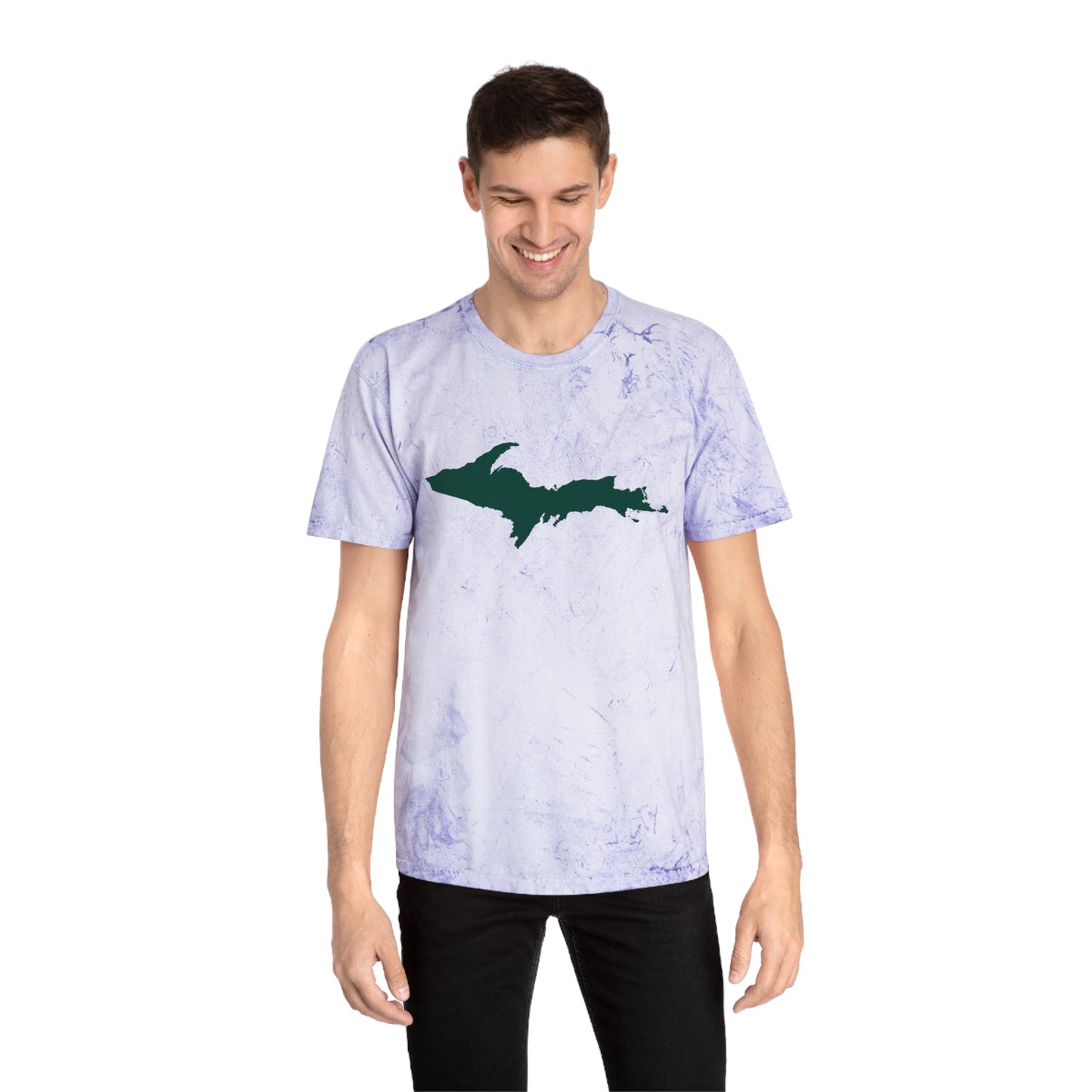 Michigan Upper Peninsula T-Shirt (w/ Green UP Outline) | Unisex Color Blast