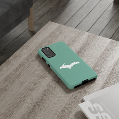 Michigan Upper Peninsula Tough Phone Case ('64 Metallic Mint Green w/ UP Outline) | Samsung & Pixel Android