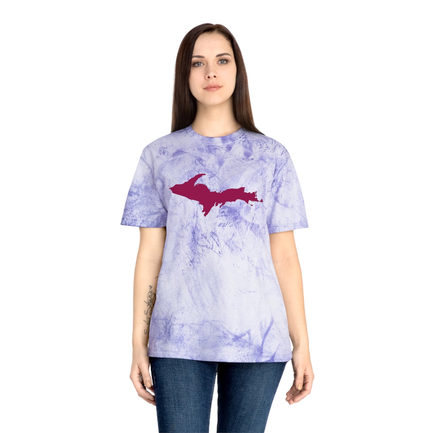 Michigan Upper Peninsula T-Shirt (w/ Ruby Red UP Outline) | Unisex Color Blast