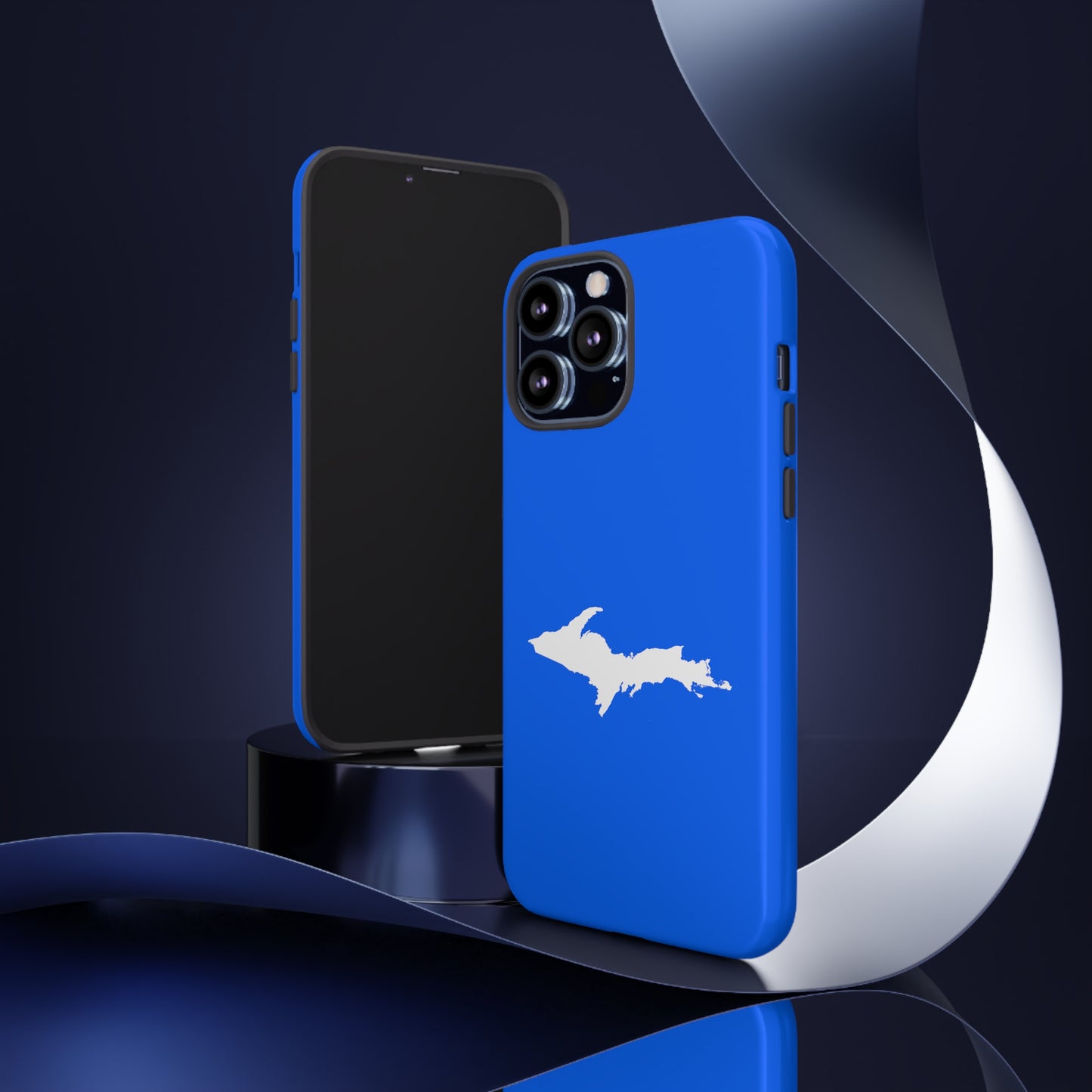 Michigan Upper Peninsula Tough Phone Case (Motor Town Blue w/ UP Outline) | Apple iPhone