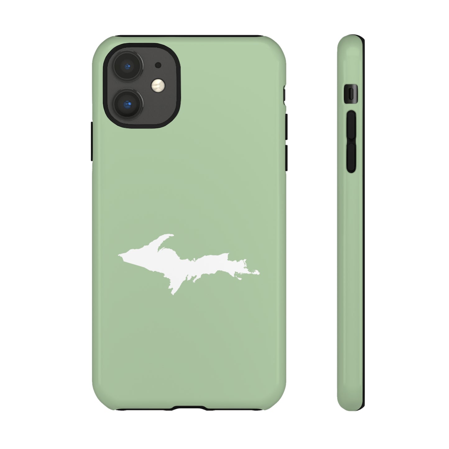 Michigan Upper Peninsula Tough Phone Case (Green Tea Color w/ UP Outline) | Apple iPhone