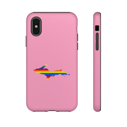 Michigan Upper Peninsula Tough Phone Case ('67 Pink Caddie w/ UP Pride Flag Outline) | Apple iPhone