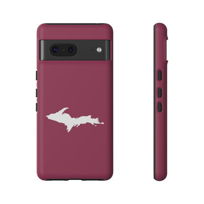 Michigan Upper Peninsula Tough Phone Case (Ruby Red w/ UP Outline) | Samsung & Pixel Android