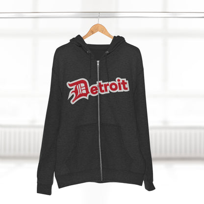 'Detroit' Hoodie (Aliform Red w/ Old English 'D') | Unisex Full Zip