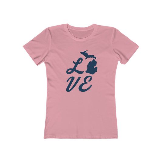 Michigan 'Love' T-Shirt (Retro Script Font) | Women's Boyfriend Cut