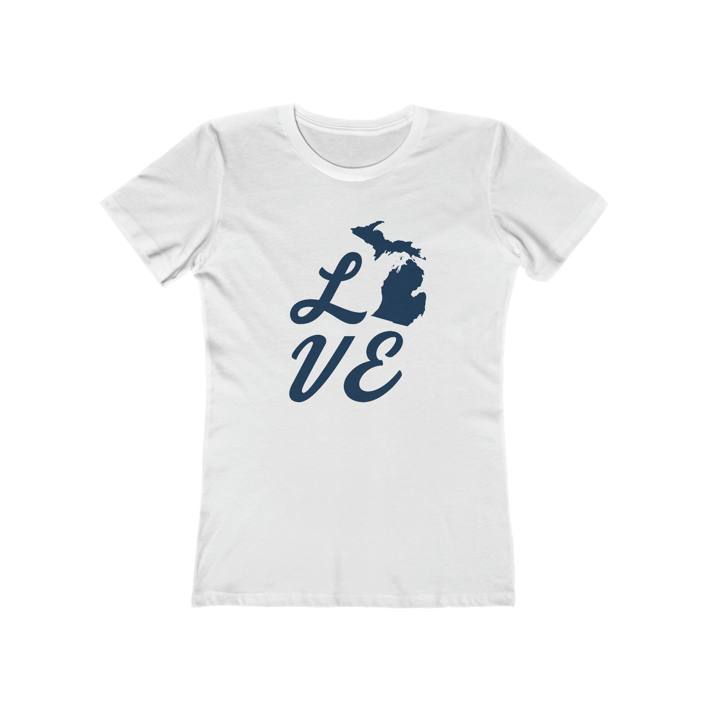 Michigan 'Love' T-Shirt (Retro Script Font) | Women's Boyfriend Cut