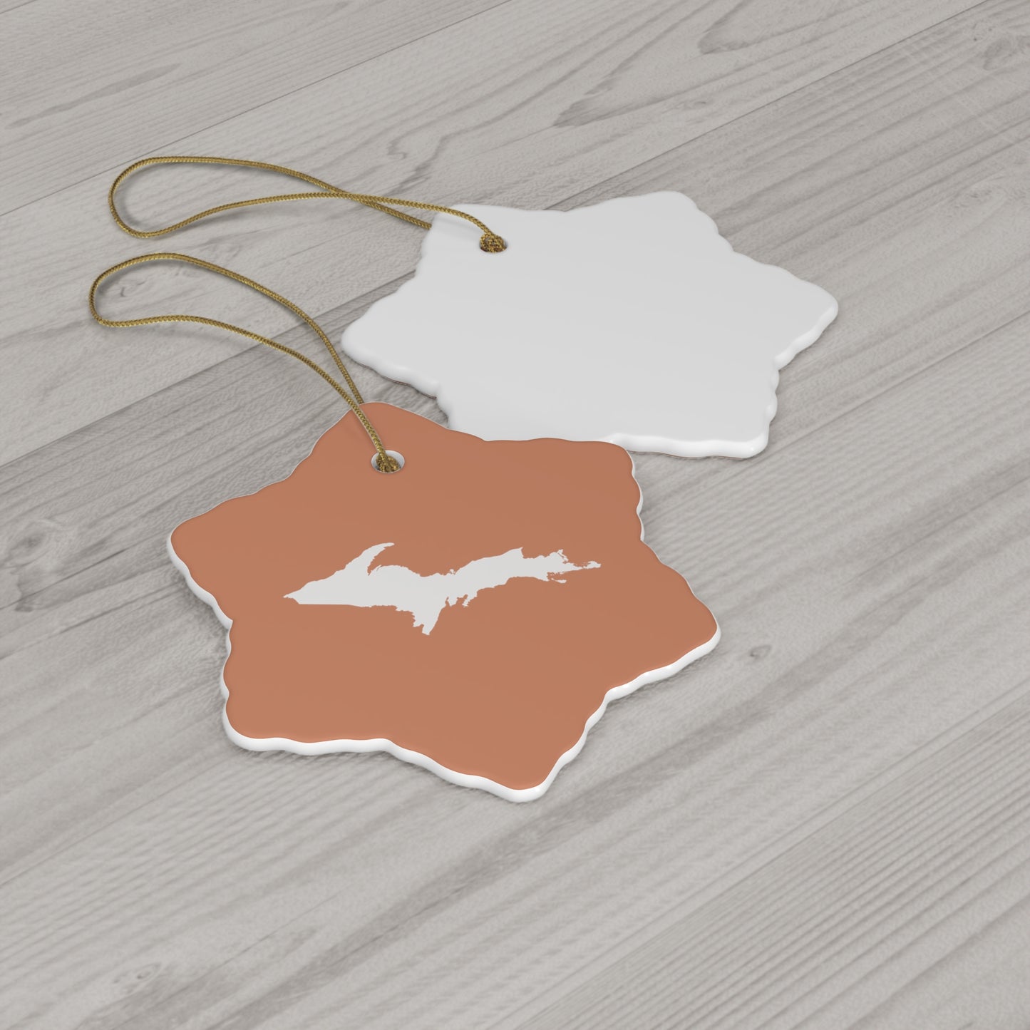 Michigan Upper Peninsula Christmas Ornament (Copper Color) | Ceramic - 4 Shapes