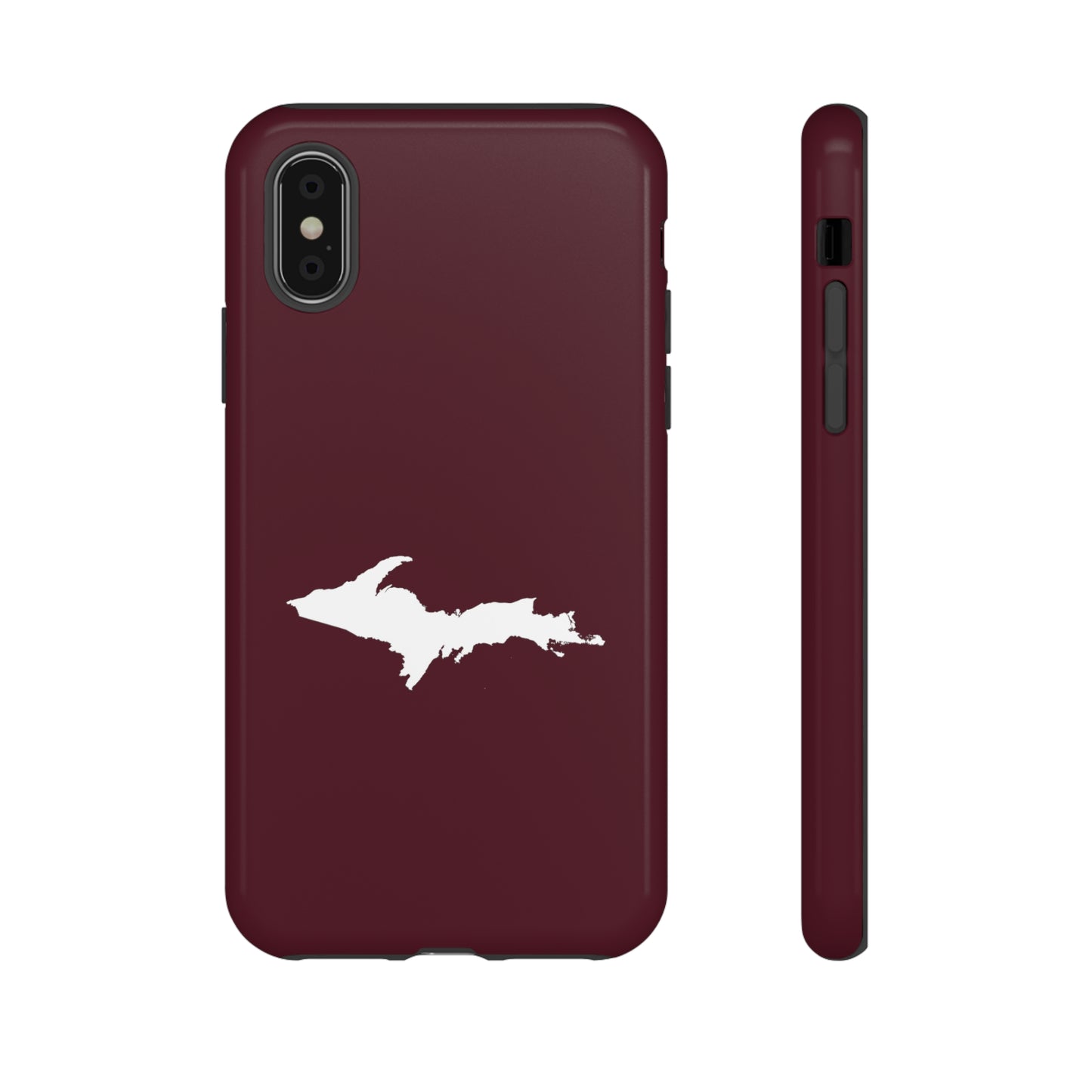 Michigan Upper Peninsula Tough Phone Case (Old Mission Burgundy w/ UP Outline) | Apple iPhone