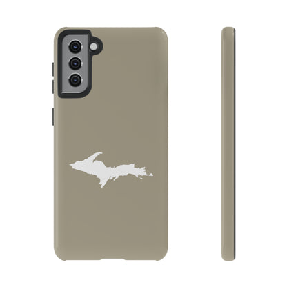 Michigan Upper Peninsula Tough Phone Case (Petoskey Stone Beige w/ UP Outline) | Samsung & Pixel Android