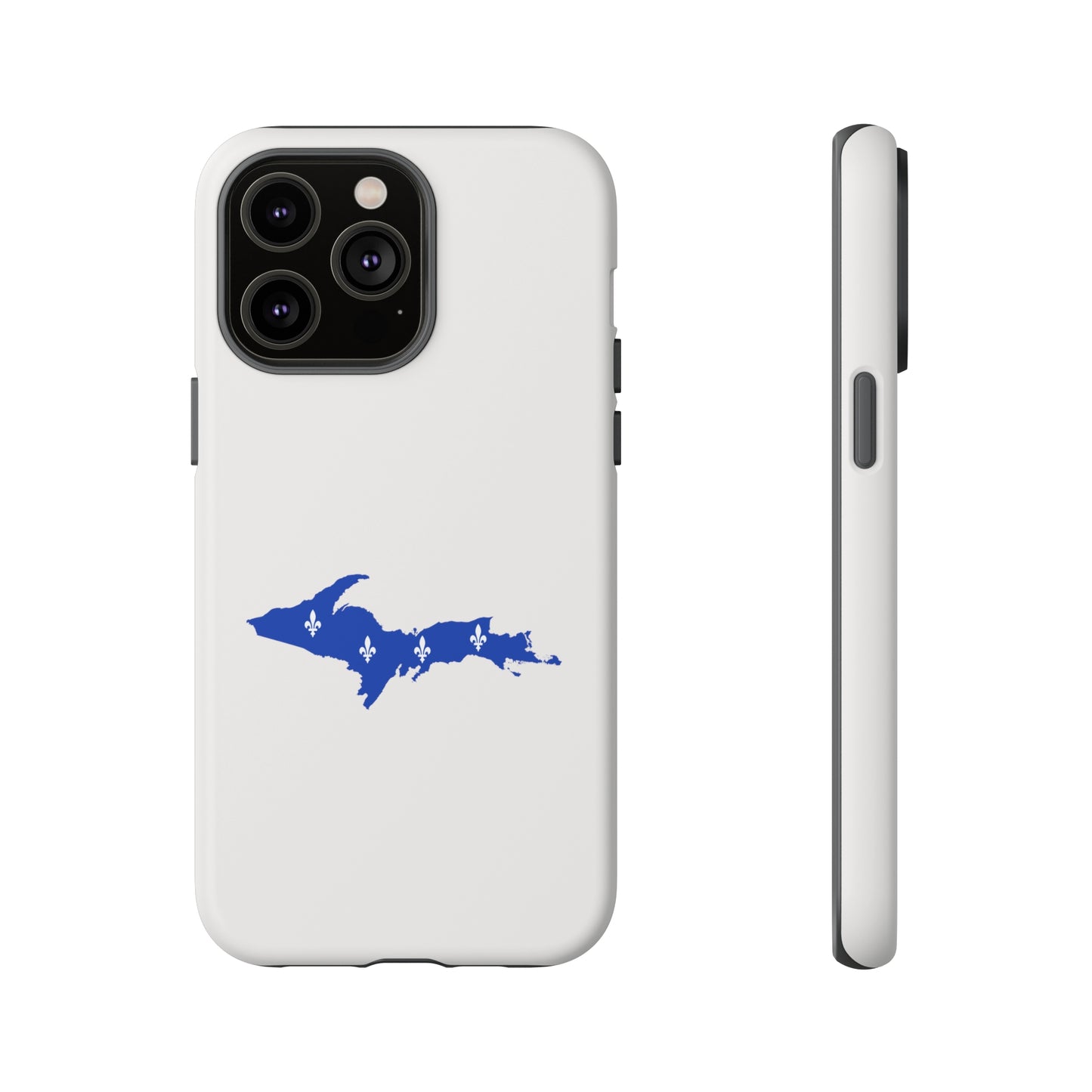 Michigan Upper Peninsula Tough Phone Case (Birch Bark White w/ UP Quebec Flag Outline) | Apple iPhone