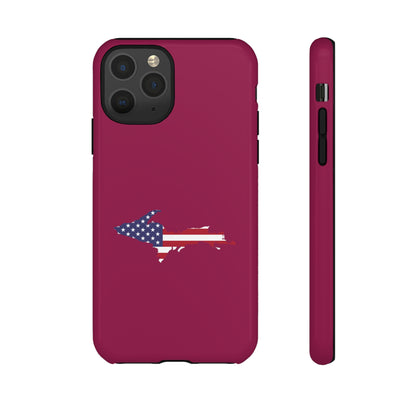 Michigan Upper Peninsula Tough Phone Case (Ruby Red w/ UP USA Flag Outline) | Apple iPhone