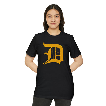 Detroit 'Old English D' T-Shirt (Gold) | Unisex Recycled Organic