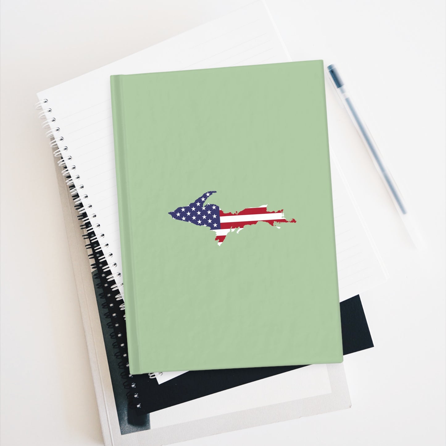 Michigan Upper Peninsula Blank Sketchbook (w/ UP USA Flag) | Tea Green