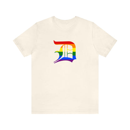 Detroit 'Old English D' T-Shirt (Rainbow Pride Edition) | Unisex Standard