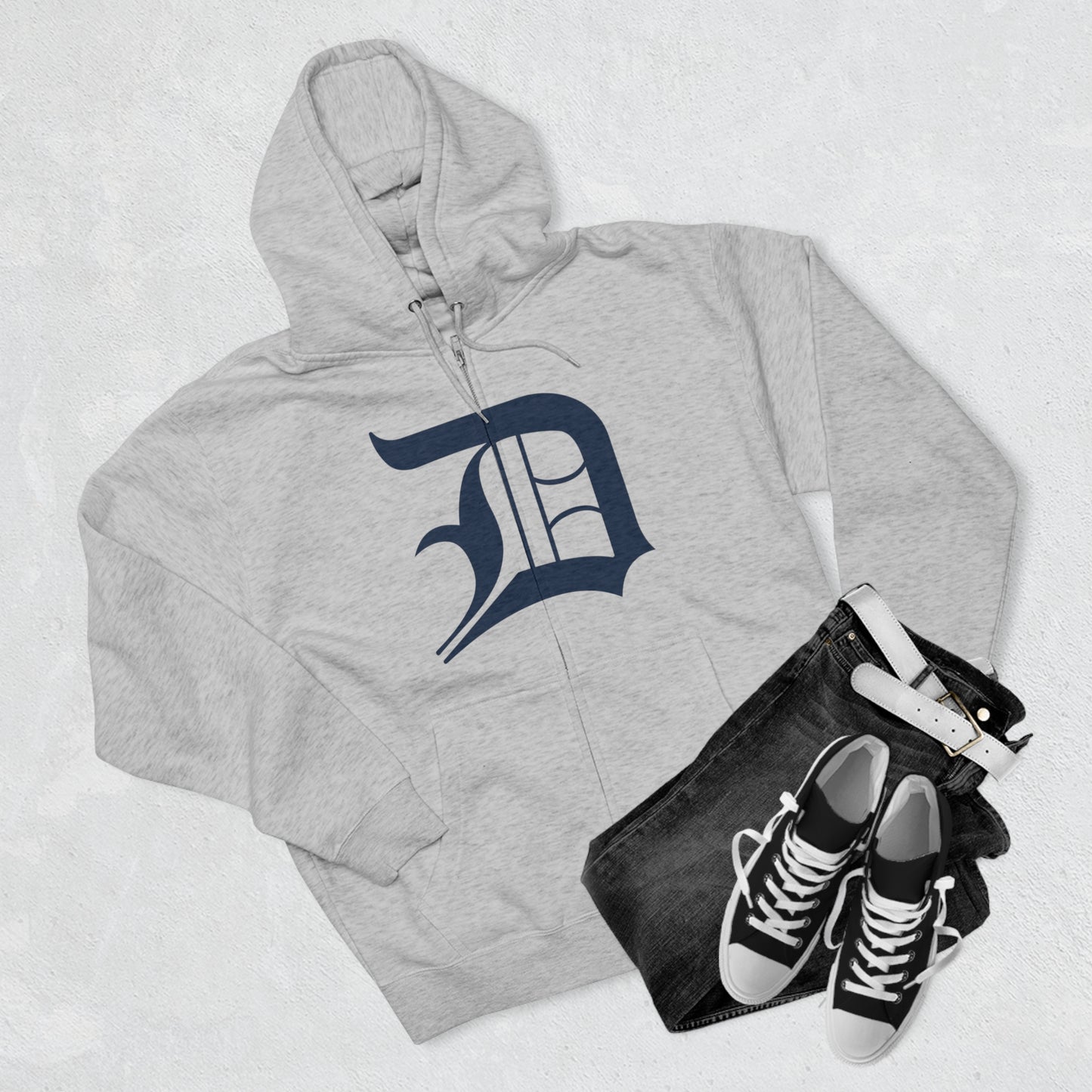 Detroit 'Old English D' Hoodie (Full-Body 'D') | Unisex Full Zip