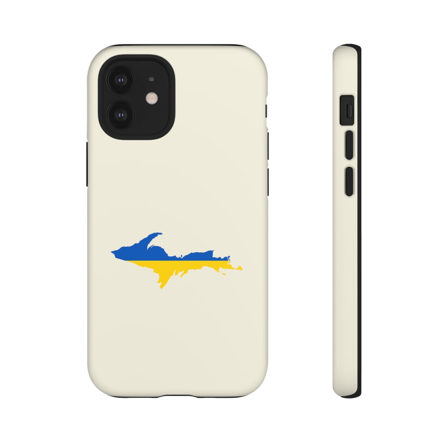 Michigan Upper Peninsula Tough Phone Case (Ivory Color w/ UP Ukraine Flag Outline) | Apple iPhone