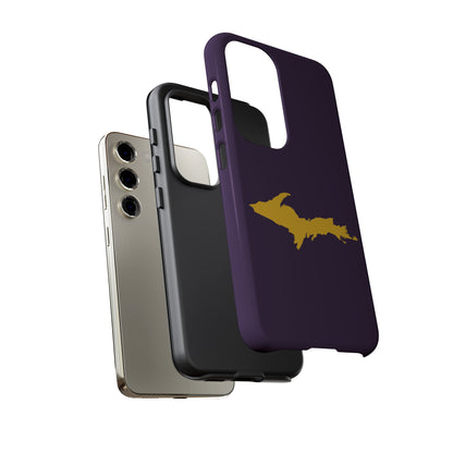 Michigan Upper Peninsula Tough Phone Case (Blackcurrant w/ Gold UP Outline) | Samsung & Pixel Android