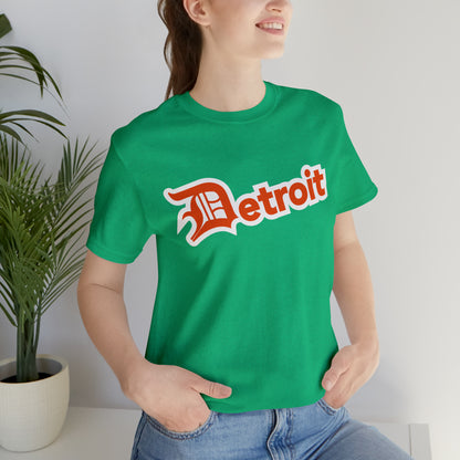 'Detroit' T-Shirt (Maple Leaf Orange w/ Old English 'D') | Unisex Standard