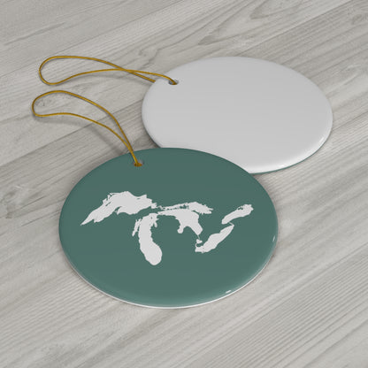 Great Lakes Christmas Ornament (Copper Green) | Ceramic - 4 Shapes