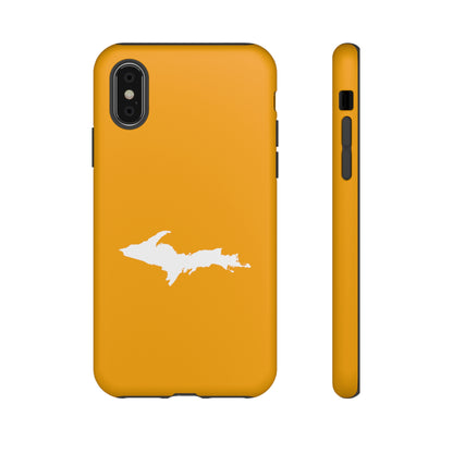 Michigan Upper Peninsula Tough Phone Case (Autumn Birch Leaf Color w/ UP Outline) | Apple iPhone