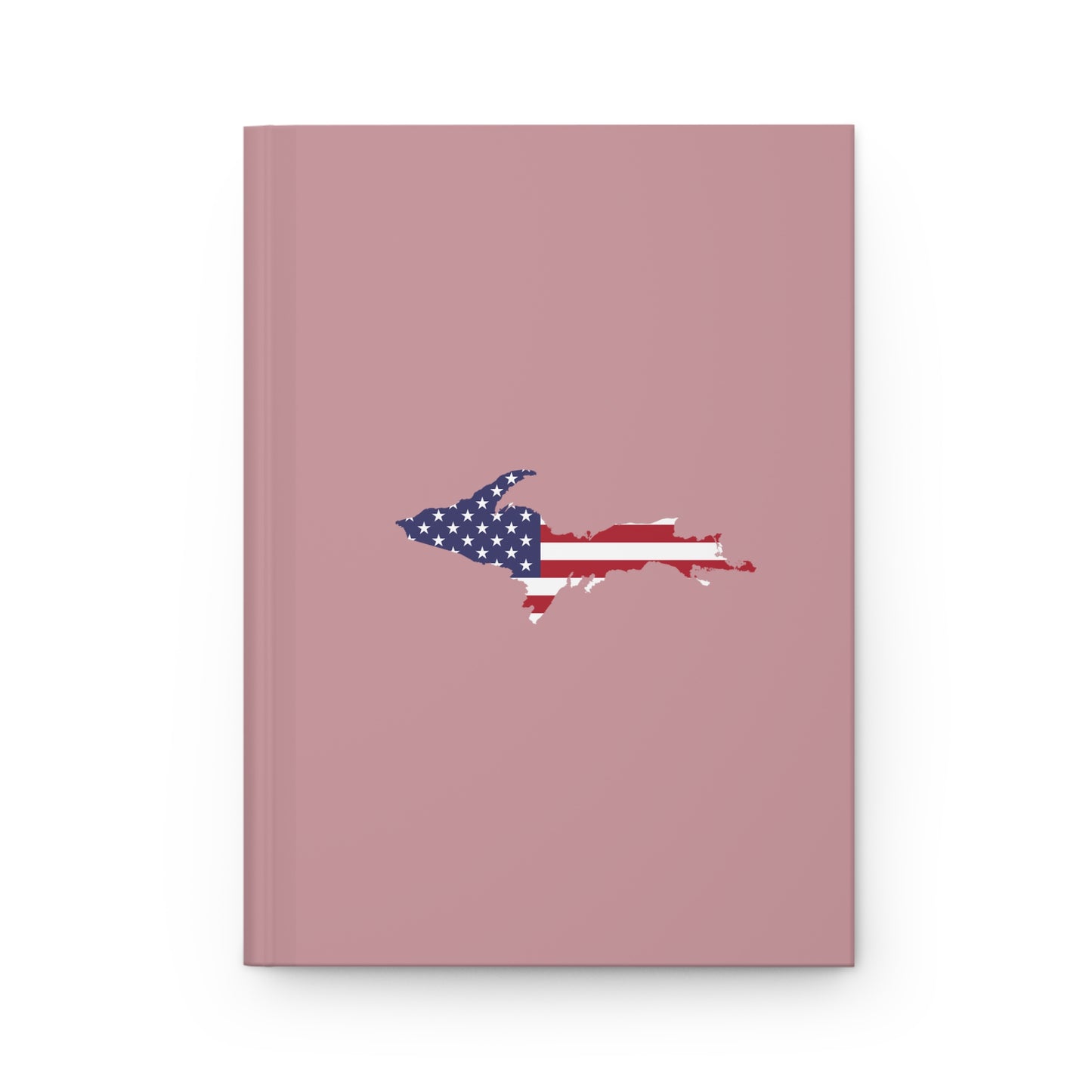 Michigan Upper Peninsula Hardcover Journal (w/ UP USA Flag) | Ruled - Cherry Blossom Pink