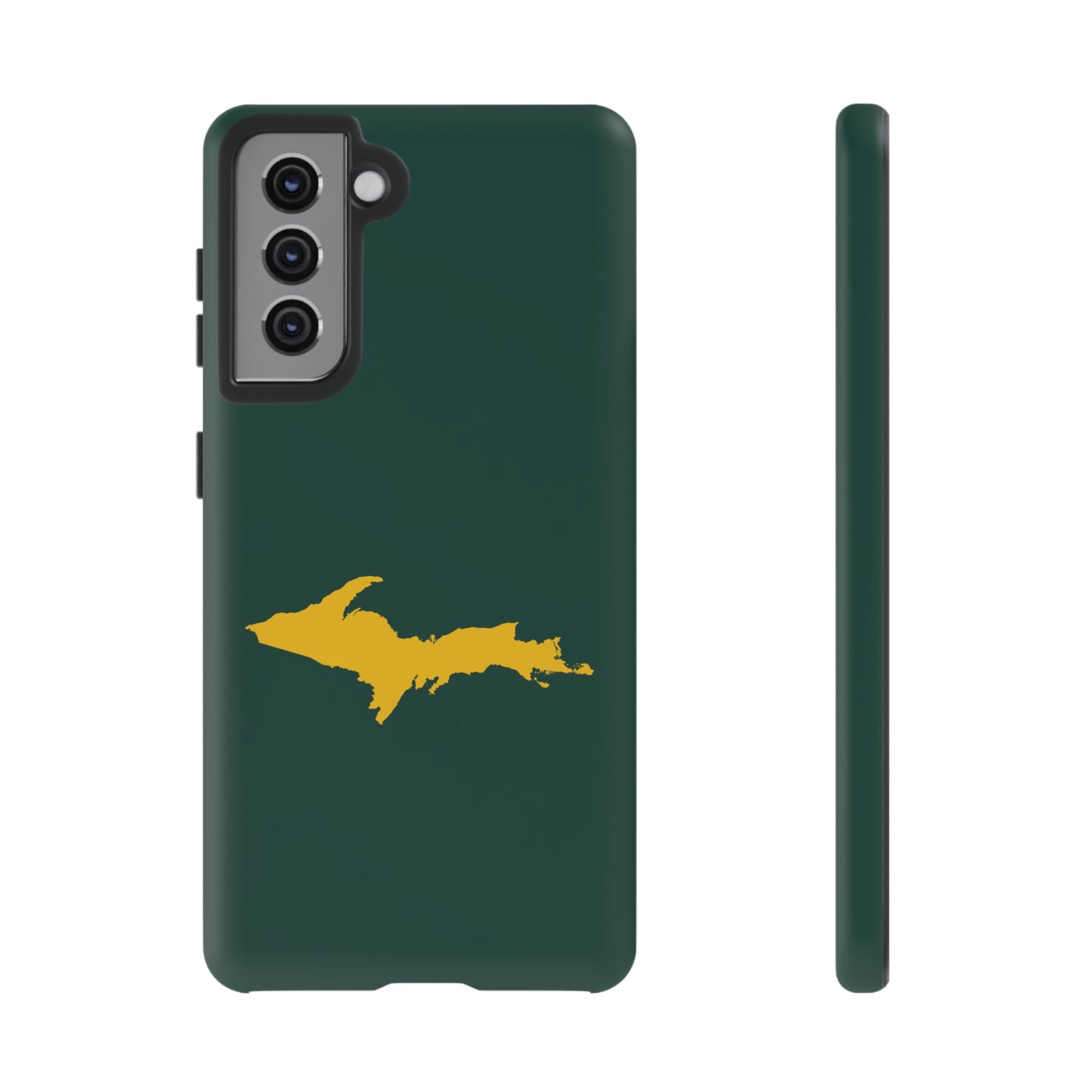 Michigan Upper Peninsula Tough Phone Case (Green w/ Gold UP Outline) | Samsung & Pixel Android